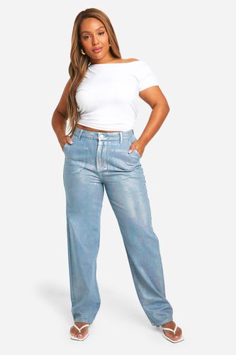 Womens Plus Iridescent Metallic Coated Straight Leg Jeans - - 20 - boohoo - Modalova