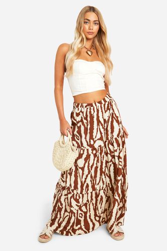 Womens Floaty Tiered Printed Maxi Skirt - - 12 - boohoo - Modalova