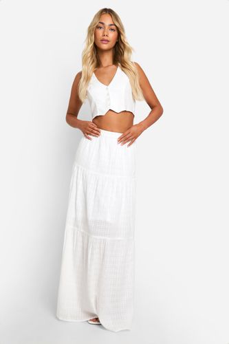 Womens Textured Floaty Tiered Maxi Skirt - - 8 - boohoo - Modalova