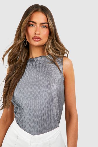 Womens Metallic vest Top - Grey - 8 - boohoo - Modalova