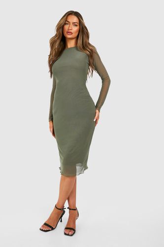 Womens Mesh Long Sleeve Midi Dress - - 14 - boohoo - Modalova