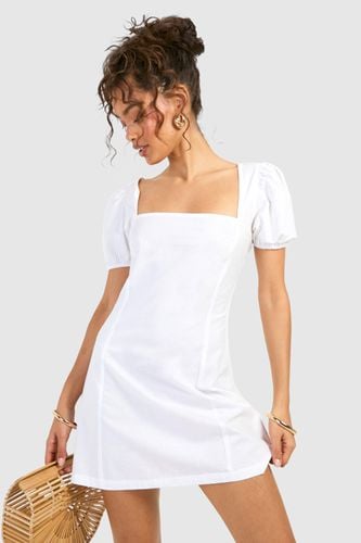 Womens Cotton Puff Sleeve Mini Dress - - 16 - boohoo - Modalova