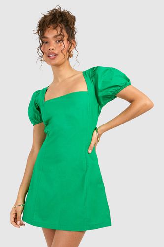 Womens Cotton Puff Sleeve Mini Dress - - 10 - boohoo - Modalova
