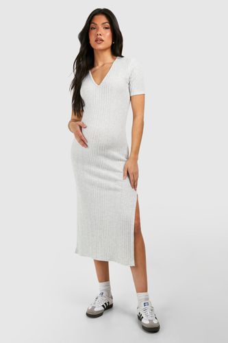 Womens Maternity Soft Rib Short Sleeve Midi Dress - - 16 - boohoo - Modalova
