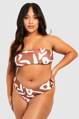 Womens Plus Animal Bandeau Bikini Top - - 18 - boohoo - Modalova