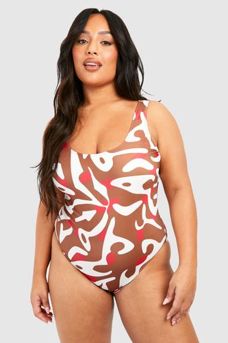 Womens Plus Animal Scoop Neck Swimsuit - - 18 - boohoo - Modalova