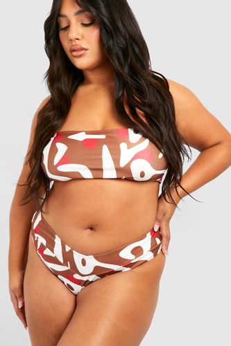 Womens Plus Animal V Band High Waisted Bikini Bottom - - 22 - boohoo - Modalova