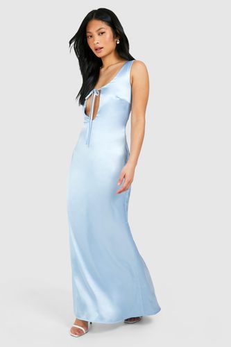 Womens Petite Satin Keyhole Tie Maxi Dress - - 12 - boohoo - Modalova