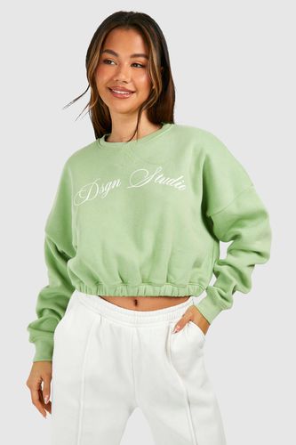 Womens Dsgn Studio Printed Elasticated Hem Cropped Boxy Sweatshirt - - L - boohoo - Modalova