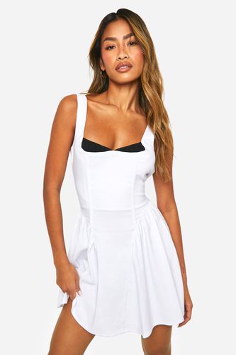 Womens Bengaline Milkmaid Mini Dress - - 10 - boohoo - Modalova