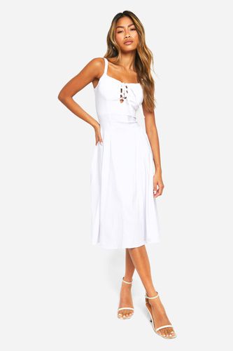 Womens Bengaline Tie Milkmaid Dress - - 14 - boohoo - Modalova