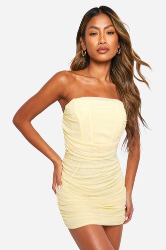 Womens Mesh Bandeau Ruched Mini Dress - - 18 - boohoo - Modalova