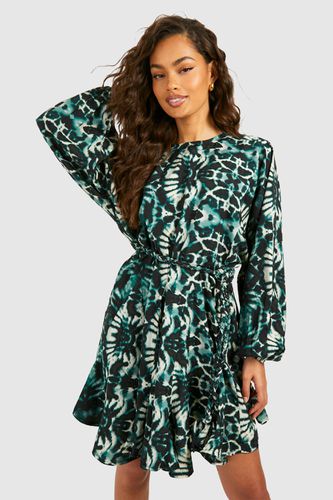 Womens Blur Print Godet Mini Dress - 14 - boohoo - Modalova