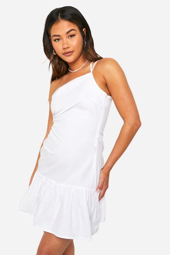 Womens Linen Look Ruched Mini Dress - - 12 - boohoo - Modalova