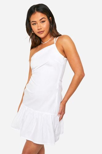 Womens Linen Look Ruched Mini Dress - - 8 - boohoo - Modalova