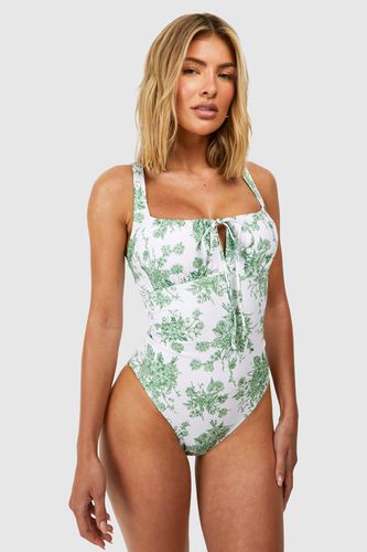 Womens Floral Ruched Detail Swimsuit - - 6 - boohoo - Modalova