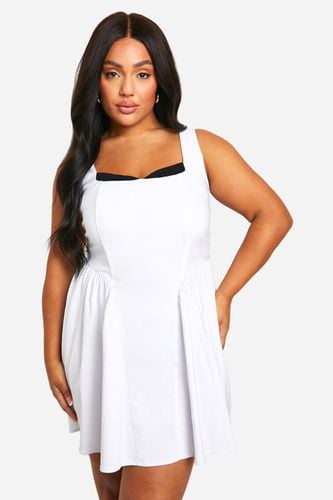 Womens Plus Bengaline Milkmaid Mini Dress - - 22 - boohoo - Modalova