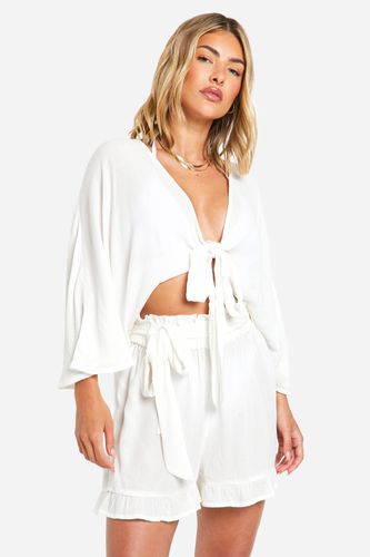 Womens Cheesecloth Tie Front Beach Shirt - - M - boohoo - Modalova