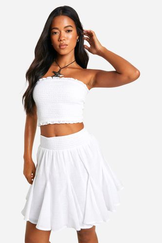 Womens Shirred Top & Rara Skirt Beach Co-ord - - M - boohoo - Modalova