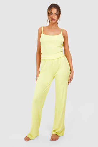 Womens Rib Cami And Trouser Set - - 6 - boohoo - Modalova