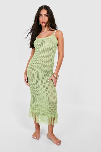 Womens Petite Crochet Frayed Hem Beach Dress - - L - boohoo - Modalova
