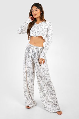 Womens Disty Floral Pyjama Set - - 10 - boohoo - Modalova