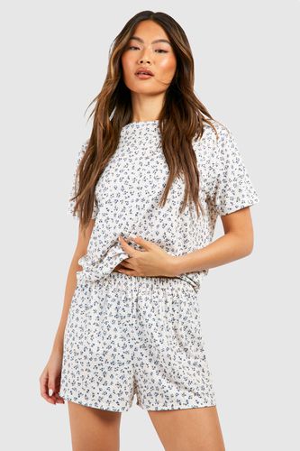 Womens Disty Floral Short Pyjama Set - - 10 - boohoo - Modalova