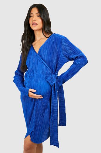 Womens Maternity Plisse Wrap Belted Mini Dress - - 10 - boohoo - Modalova