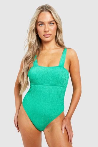 Womens Crinkle Strappy Swimsuit - - 10 - boohoo - Modalova