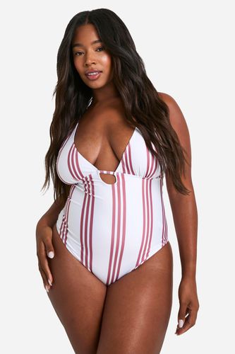 Womens Plus Stripe Strap Detial Swimsuit - - 18 - boohoo - Modalova