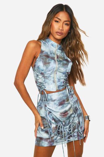 Womens Tonal Tie Dye Lace Up Mini Skirt - - 16 - boohoo - Modalova