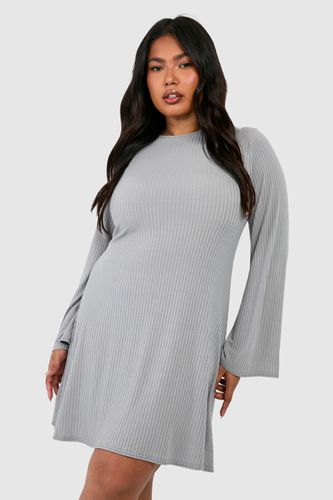 Womens Plus Soft Rib Flared Sleeve Smock Dress - - 20 - boohoo - Modalova