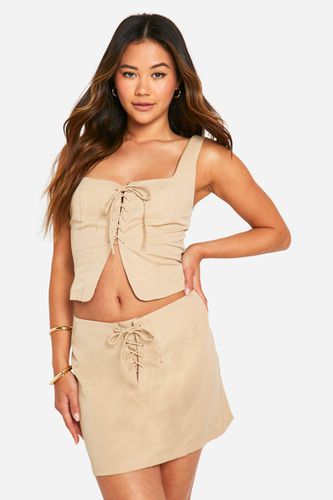 Womens Lace Up Seam Detail Corset - - 10 - boohoo - Modalova