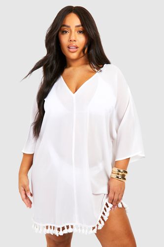 Womens Plus Tassel Hem Cover Up Beach Dress - - 22 - boohoo - Modalova