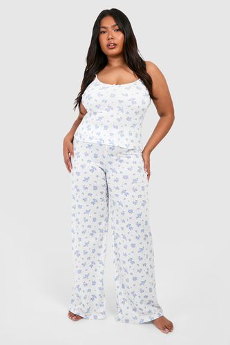 Womens Plus Peached Ditsy Print Pj Trouser - - 22 - boohoo - Modalova