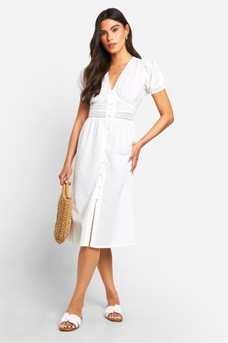 Womens Cotton Dobby Midi Dress - - 8 - boohoo - Modalova