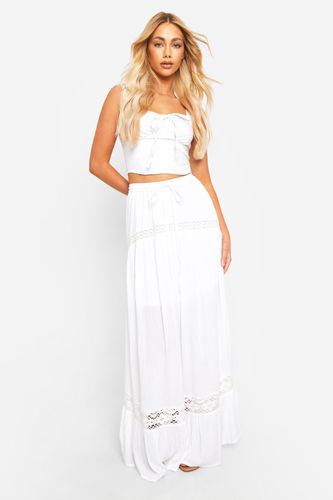 Womens Lace Detail Cotton Maxi Skirt - - 10 - boohoo - Modalova