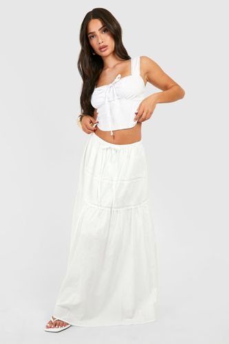 Womens Petite Lace Trim Tiered Woven Maxi Skirt - - 16 - boohoo - Modalova