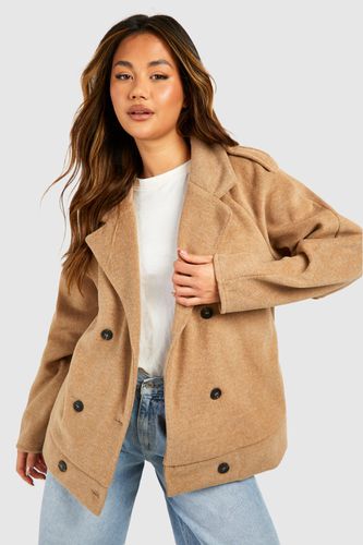 Womens Textured Wool Look Button Detail Jacket - - 10 - boohoo - Modalova