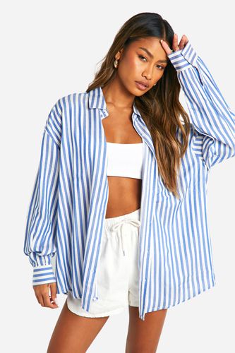 Womens Oversized Pocket Stripe Shirt - - 10 - boohoo - Modalova