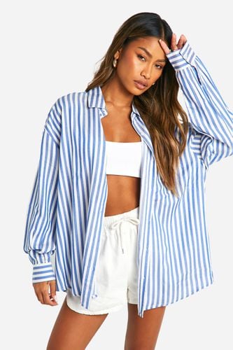 Womens Oversized Pocket Stripe Shirt - - 14 - boohoo - Modalova