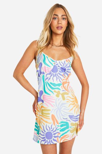 Womens Printed Strappy Mini Dress - - 10 - boohoo - Modalova