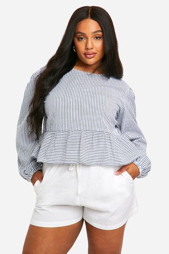 Womens Plus Stripe Bow Tie Back Smock Top - - 16 - boohoo - Modalova