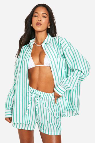 Womens Fine Stripe Oversized Shirt And Short Beach Co-ord - - 10 - boohoo - Modalova