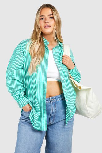 Womens Plus Oversized Pocket Detail Striped Shirt - - 16 - boohoo - Modalova