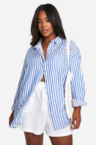 Womens Plus Oversized Pocket Detail Striped Shirt - - 20 - boohoo - Modalova