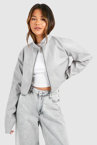 Womens Cropped Moto Bomber Jacket - - 10 - boohoo - Modalova