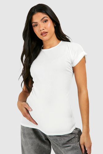 Womens Maternity Ribbed Roll Sleeve T-shirt - - 10 - boohoo - Modalova