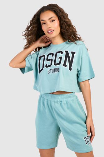 Womens Dsgn Studio Applique Crop T-shirt And Short Set - - XL - boohoo - Modalova