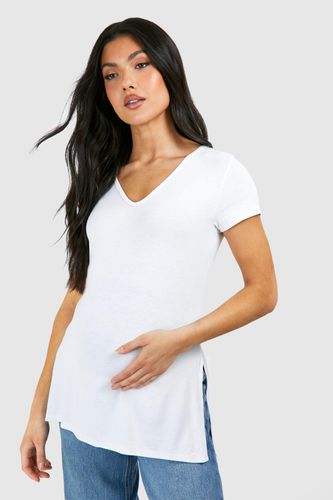 Womens Maternity Longline Split Hem T-shirt - - 12 - boohoo - Modalova